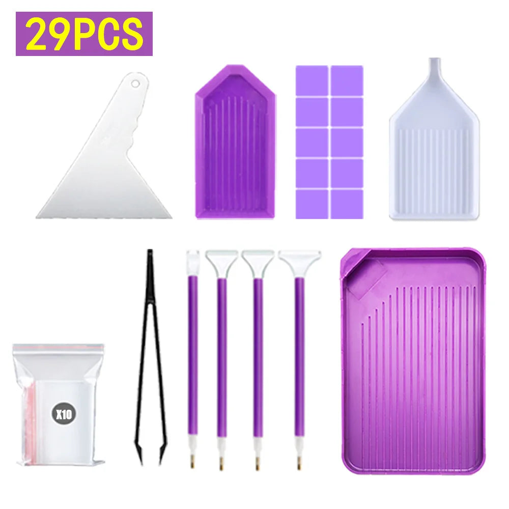 5D DIY Diamond Painting Tools Kits Drill Plate Tool Set Mosaic Glue Pen Kit Storage Containers Diamond Embroidery Accessories