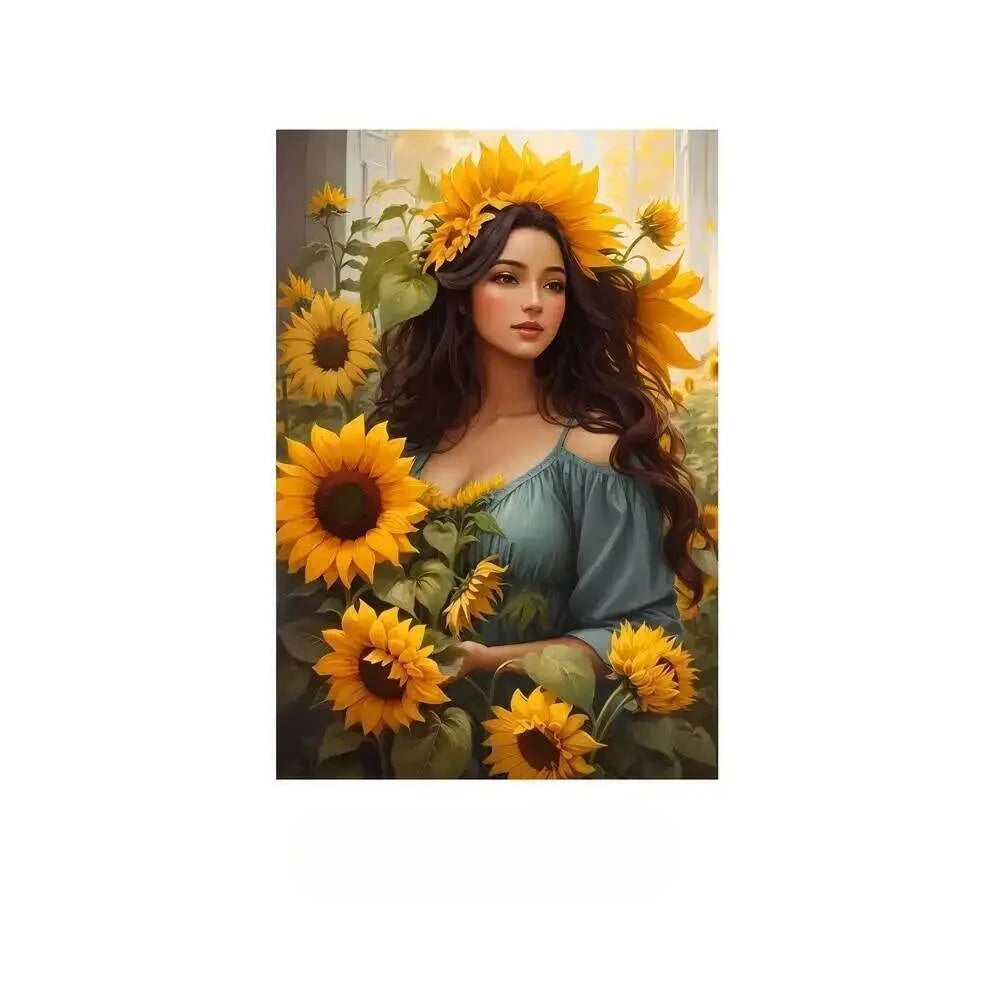 Diamond Painting Kit  Flower Art Girl 5D DIY Full Drill Diamond Art Floral Female Portrait Canvas for Bedroom or Living Decor