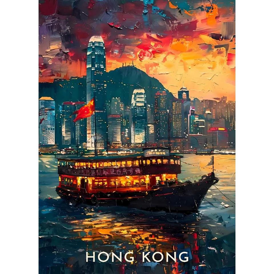 Diamond Painting Kit New York, Tokyo City Scenery Decoration DIY Full Drill World City Scenery Mosaic Cross Embroidery Set Gifts