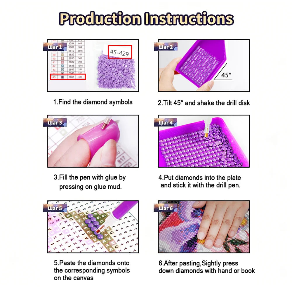 AZQSD Diamond Painting Kits Goblin Dwarf Cartoon Full Kits Rhinestones Pictures Diamond Mosaic Sunflower Text Home Art Craft
