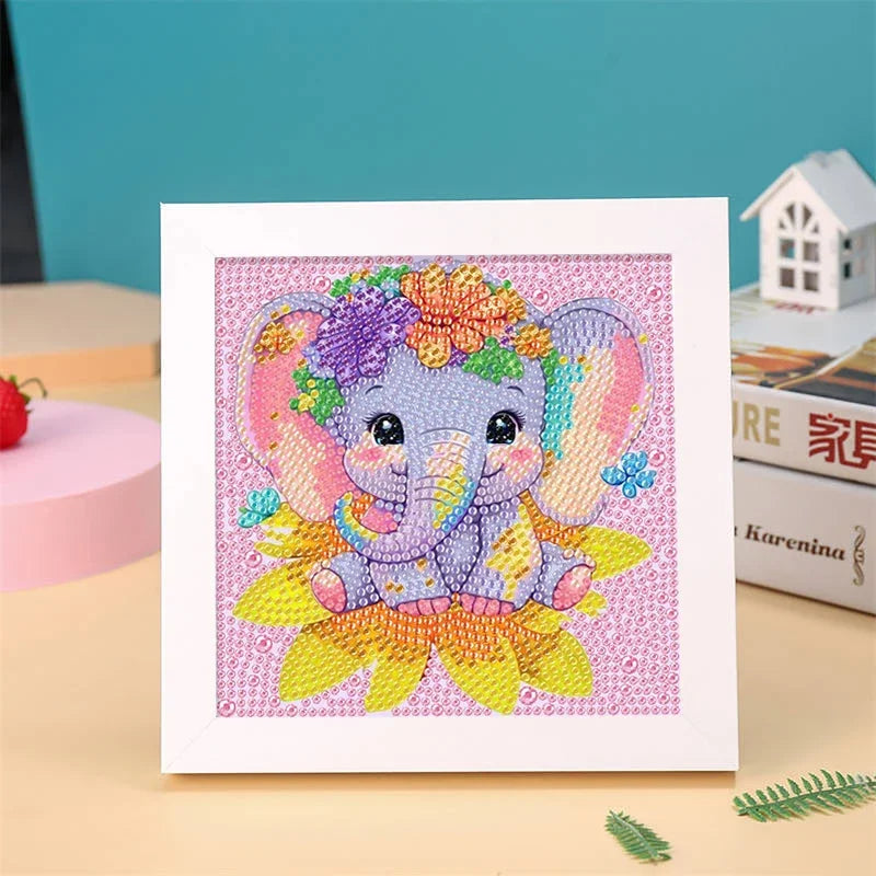DIY Diamond Painting by Number Kits for Kids Cartoon Animal Crystal Diamond Embroidery for Up 5 Yesrs Old Children Gifts