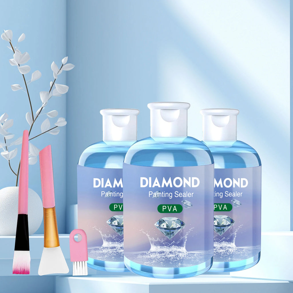 Diamond Painting Sealer Glue Kits 120ML with 3 Pcs Brushes Puzzle Glue Diamond Painting Accessories and Tools for Adults