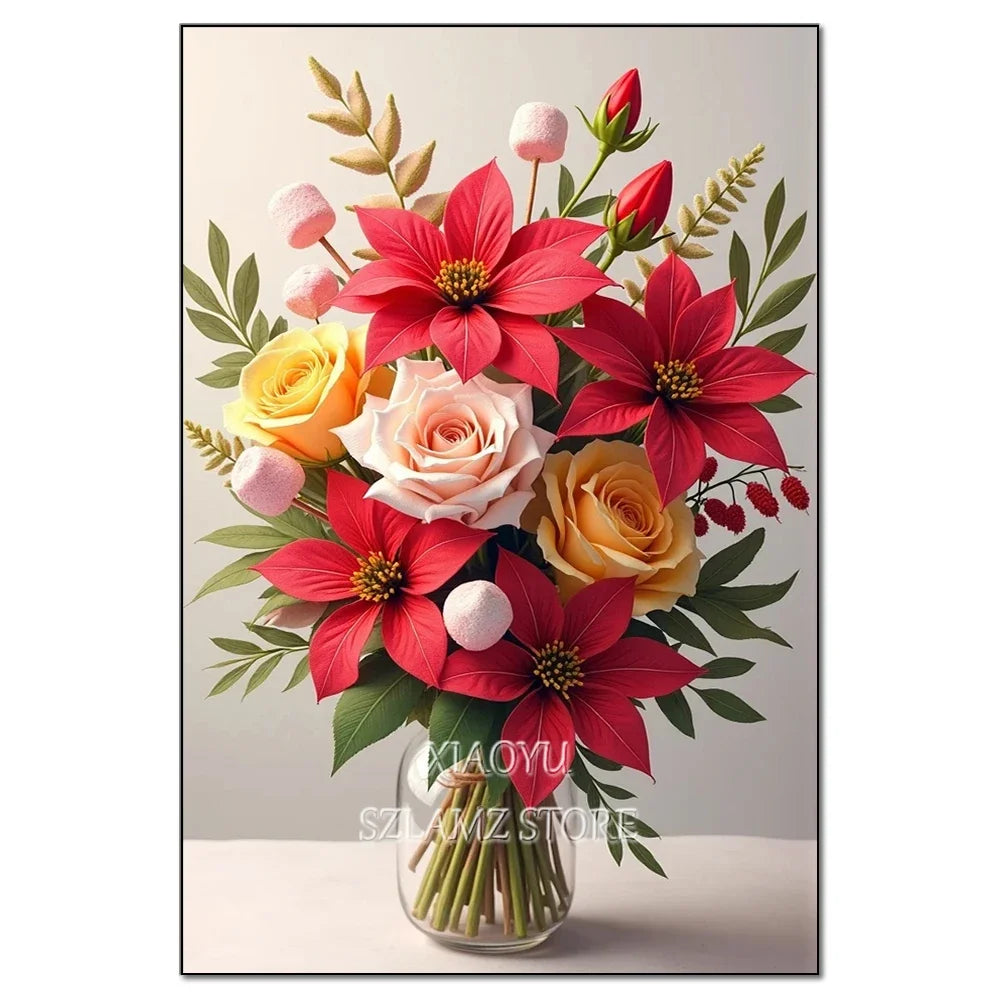 Large Size Bouquet Diamond Painting Kit Flower Diamond Mosaic Embroidery Cross Stitch Kit Art DIY Home Decor Gift