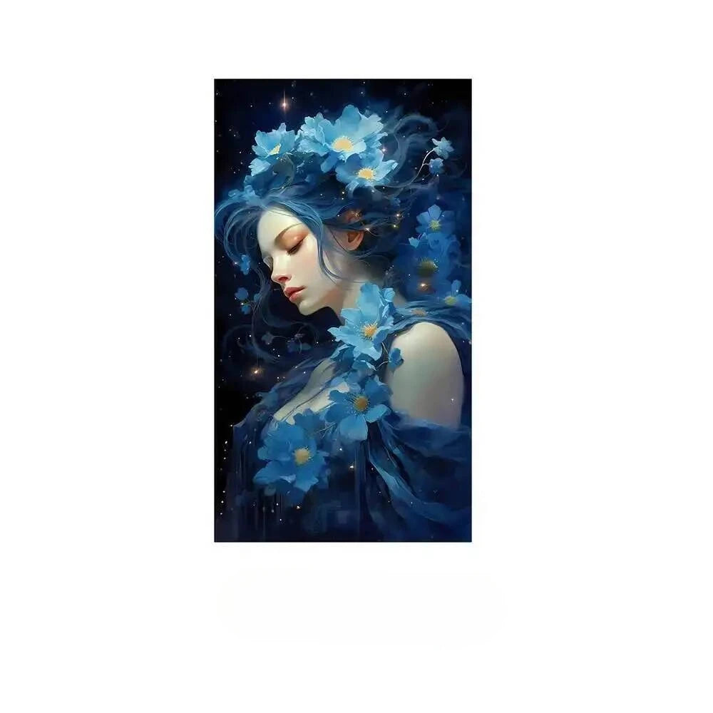 Diamond Painting Kit  Flower Art Girl 5D DIY Full Drill Diamond Art Floral Female Portrait Canvas for Bedroom or Living Decor