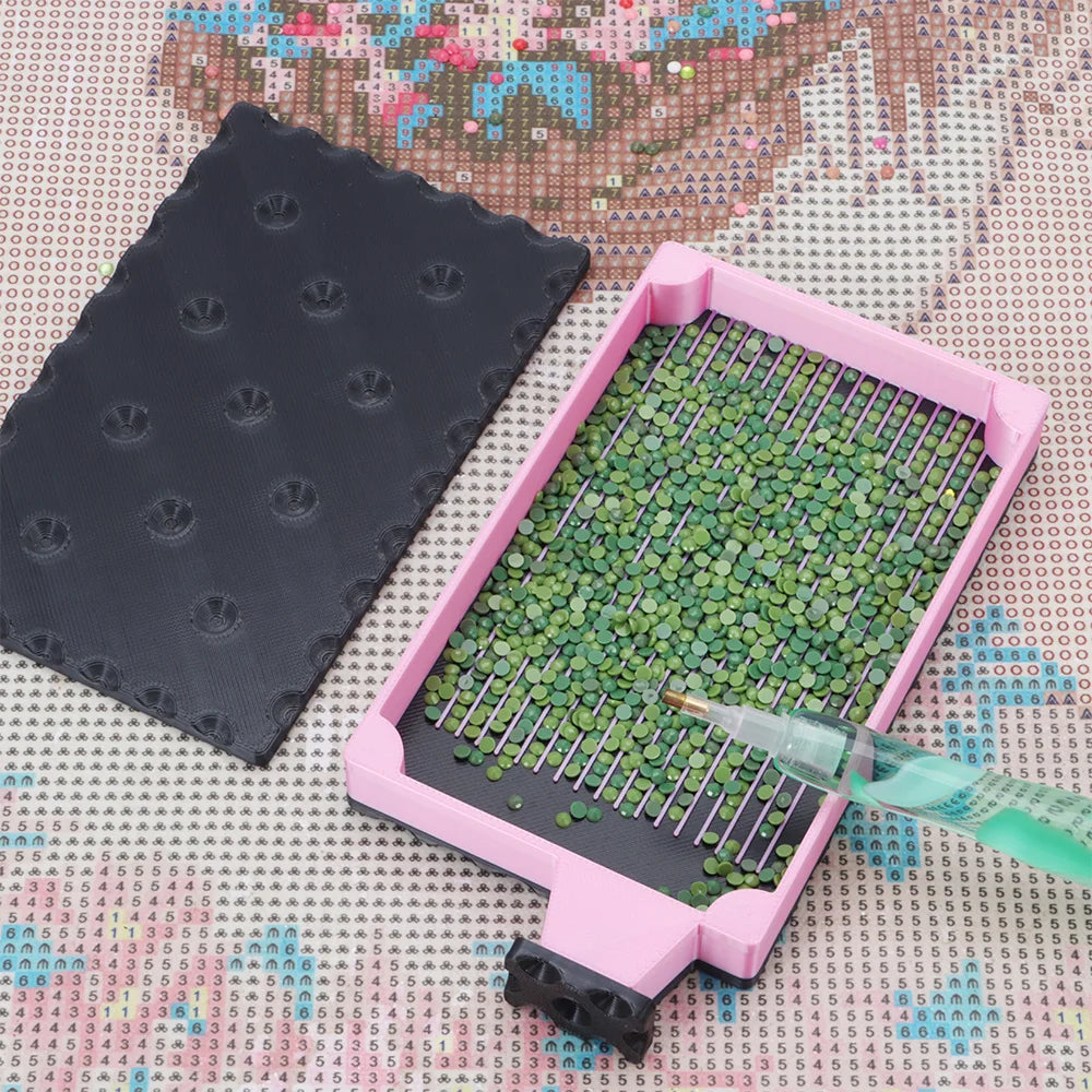 DIY Craft Diamond Painting Tray Kits Embroidery Biscuit Shape Large Diamond Painting Tray With Lid Beading Plates