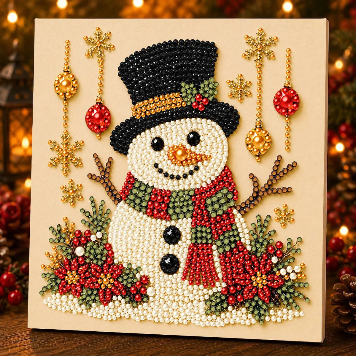 Christmas Pearl Painting Art Kit With Frame, DIY Pearl Art Craft Kit Diamond Dots Beads Handmade Painting For Home Decor Items