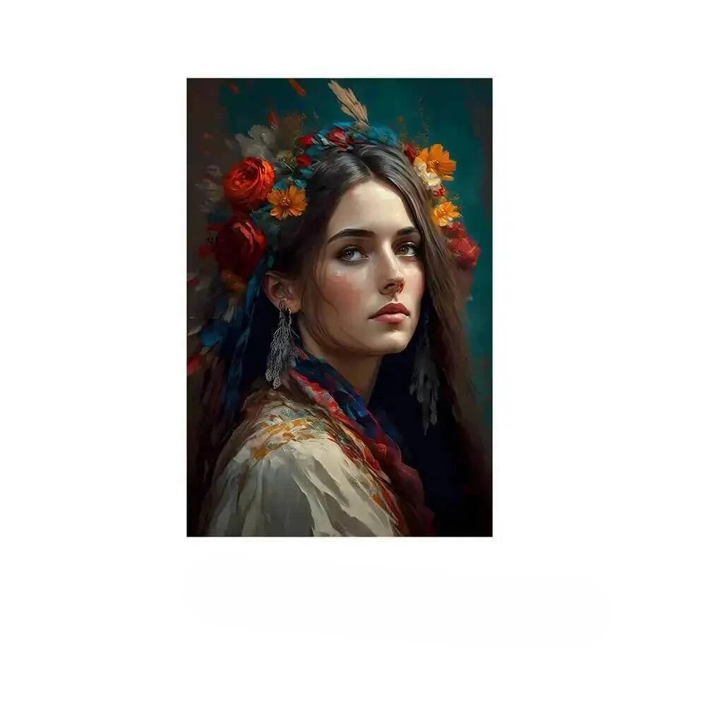 Diamond Painting Kit  Flower Art Girl 5D DIY Full Drill Diamond Art Floral Female Portrait Canvas for Bedroom or Living Decor