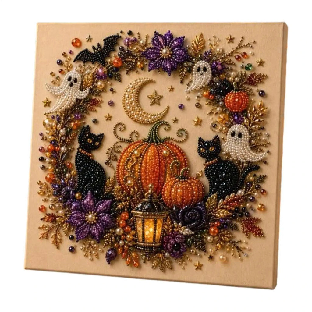 DIY Halloween Framed Diamond Art Pearl Painting Kit 7.87x7.87inch Pearl Diamond Dots Gem Art Craft Pearl Diamond Dots Painting