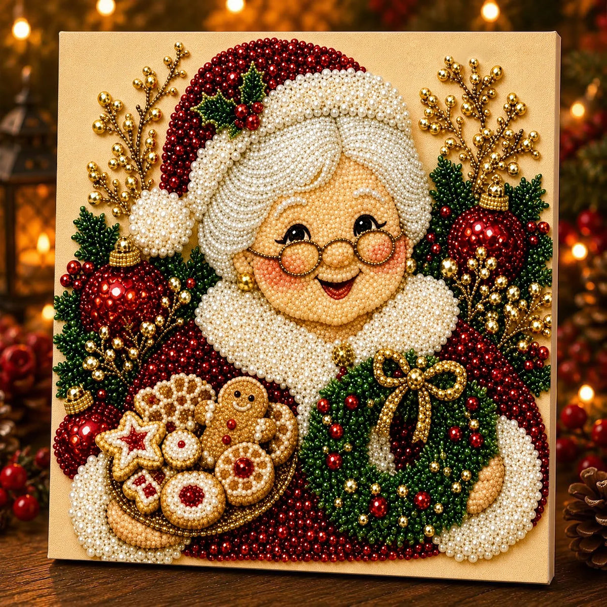 Christmas Pearl Painting Art Kit With Frame, DIY Pearl Art Craft Kit Diamond Dots Beads Handmade Painting For Home Decor Items