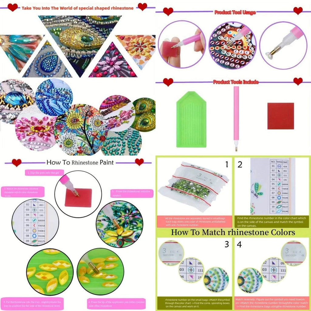 1 Piece DIY Diamond Painting Kit, Small Mirror, Mandala Pattern, PU Leather Material, Portable and Compact, for Makeup Use