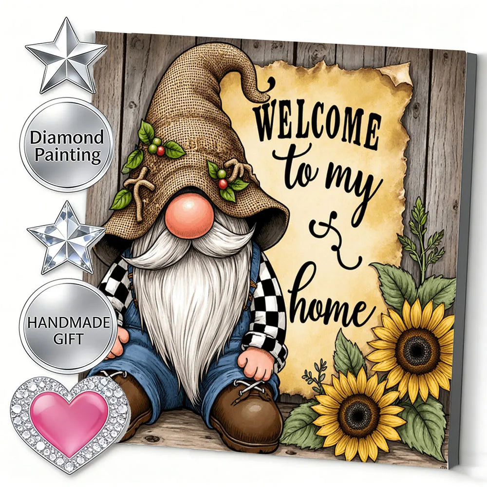 AZQSD Diamond Painting Kits Goblin Dwarf Cartoon Full Kits Rhinestones Pictures Diamond Mosaic Sunflower Text Home Art Craft