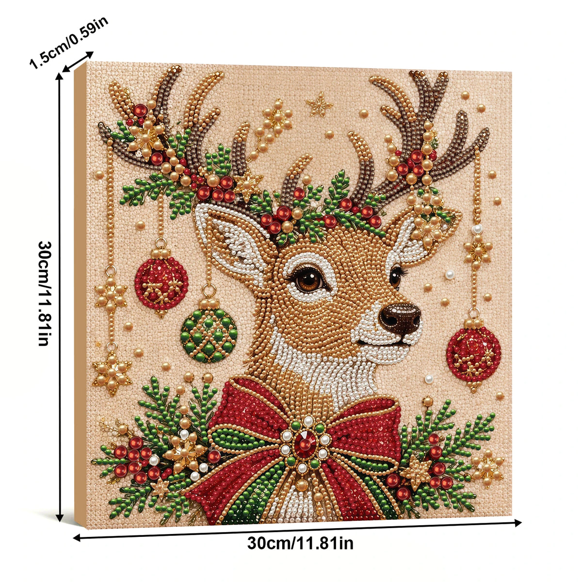 Christmas Pearl Diamond Painting Art Kit With Frame DIY Gemstone Diamond Dots Beads Craft Set Home Wall Art Decor Handmade Gift