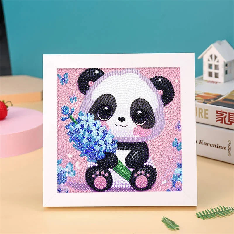 DIY Diamond Painting by Number Kits for Kids Cartoon Animal Crystal Diamond Embroidery for Up 5 Yesrs Old Children Gifts