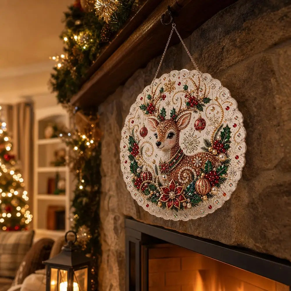 Pearl Diamond Painting Suncatcher Kit Diy Craft Acrylic Round Board With Lace Edge Pearl Beads Craft Christmas Diamond Painting