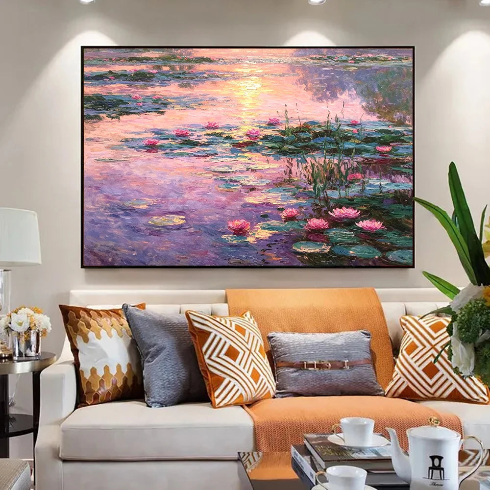 5D DIY Diamond Painting Kit Monet Water Lilies Pond Famous Impressionism Art Full Drill Diamond Mosaic Home Wall Decor Gift