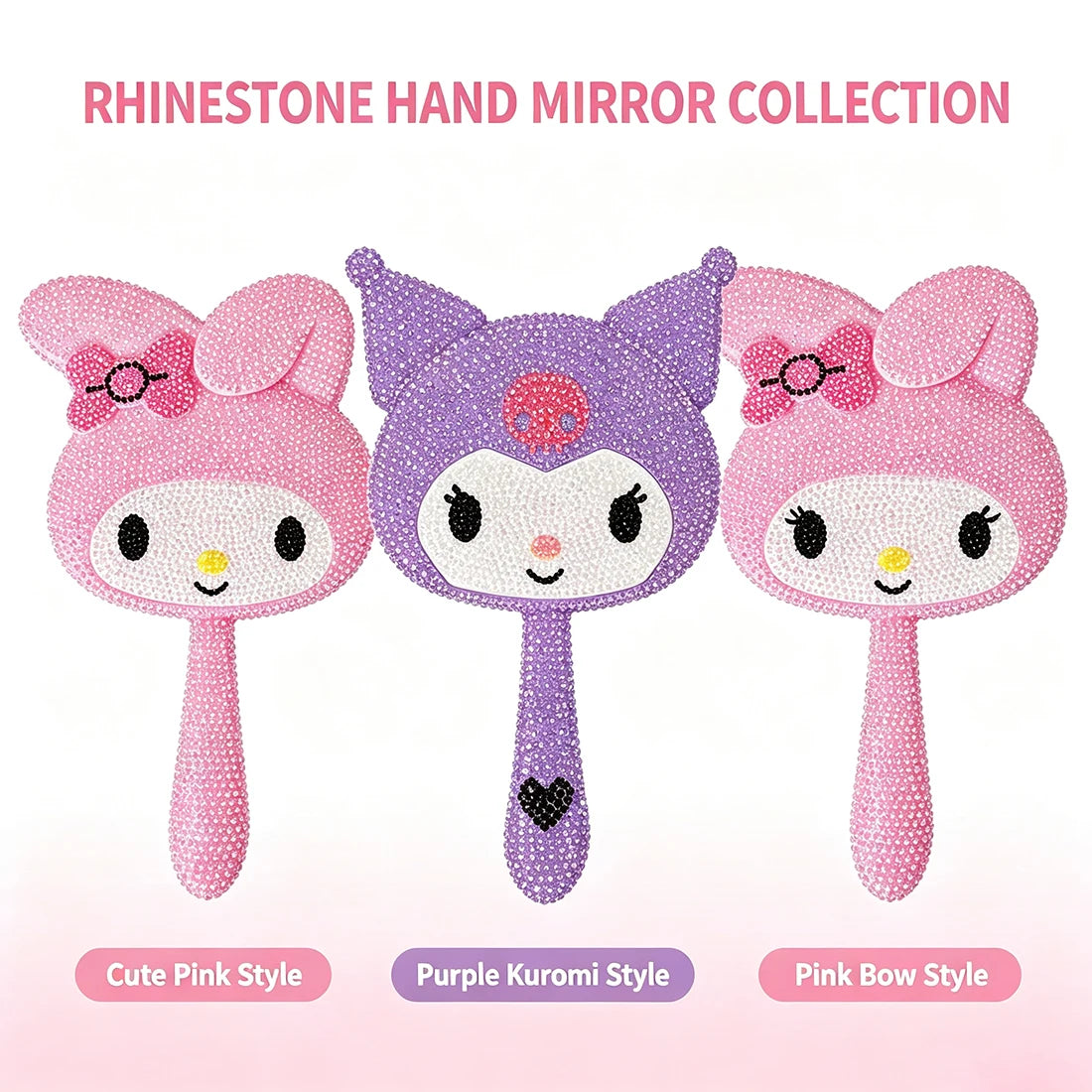 DIY Diamond Painting Kit Featuring My Melody Hello Kitty Kuromi - Cartoon Characters with Built-in Makeup Mirror for Home Decor