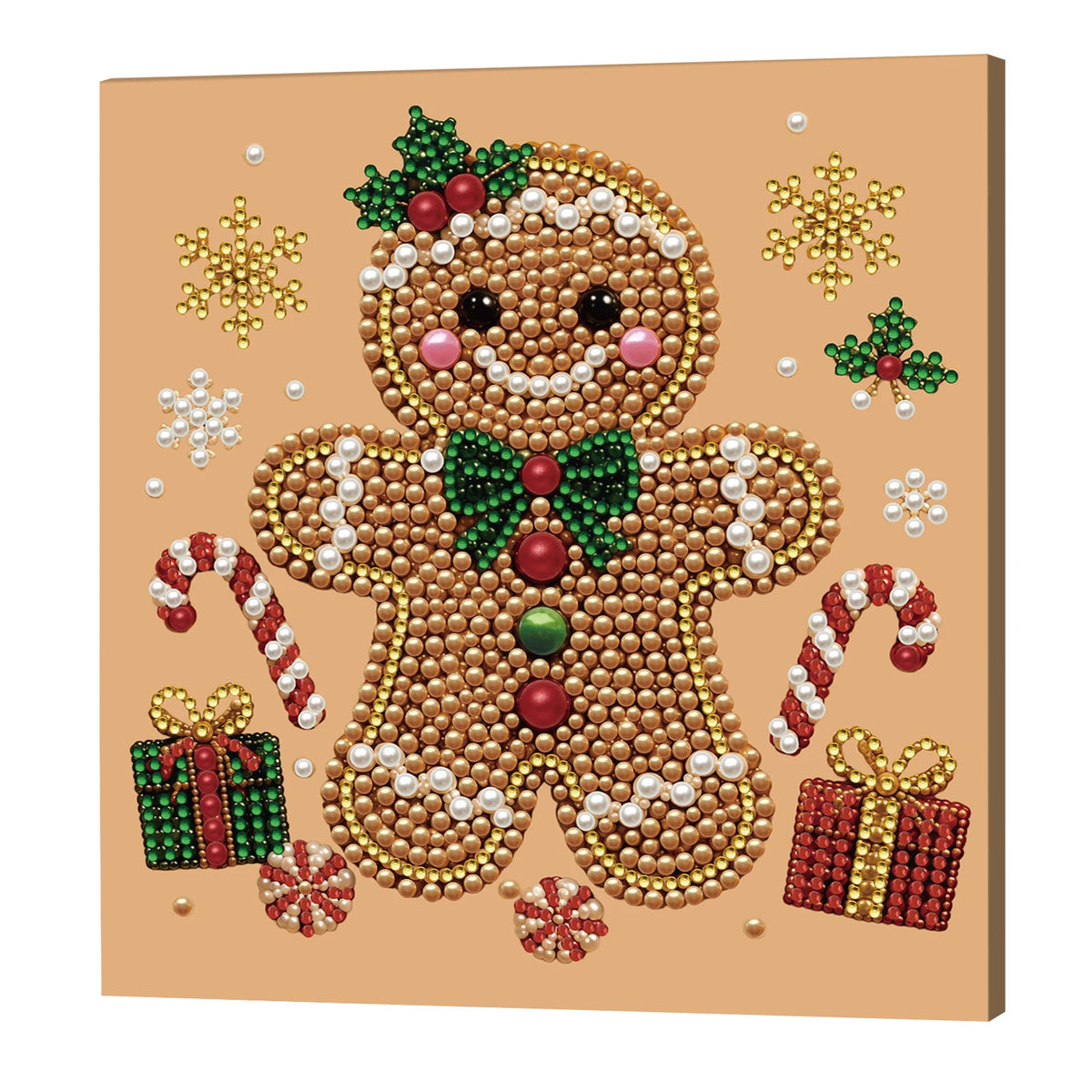 Christmas Pearl DIY Diamond Painting Kit with Wooden Frame 20x20cm Self-Adhesive Canvas Craft Set Home Decor Art Handmade Gift