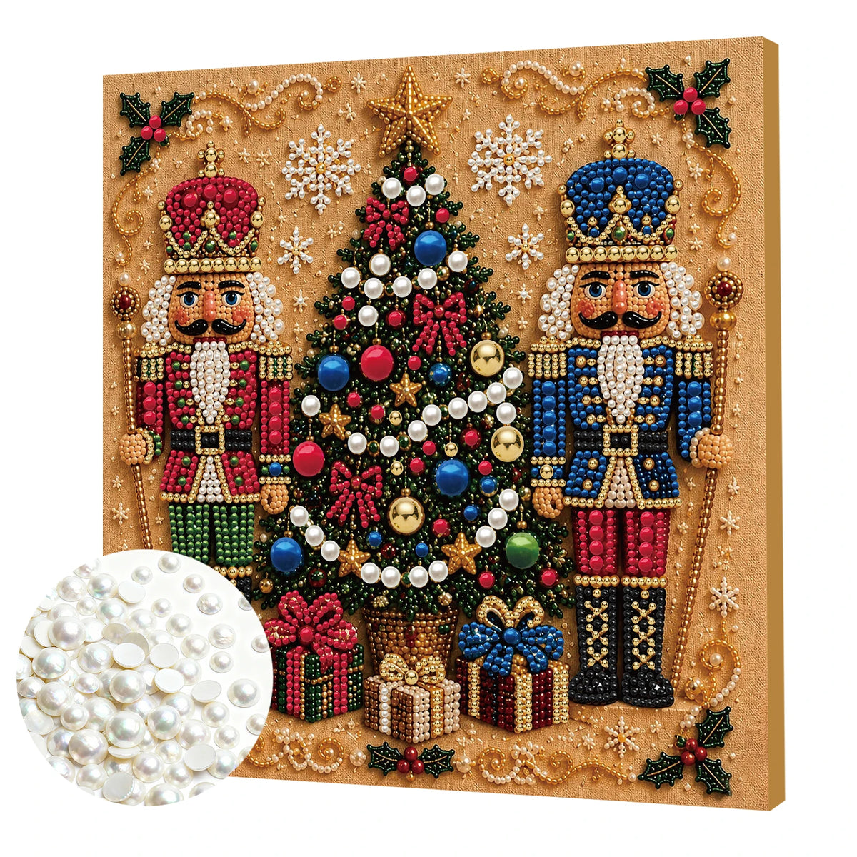 Christmas Pearl Diamond Painting DIY Kit Full Drill Wooden Frame Art Craft 20x20cm Beginner Set