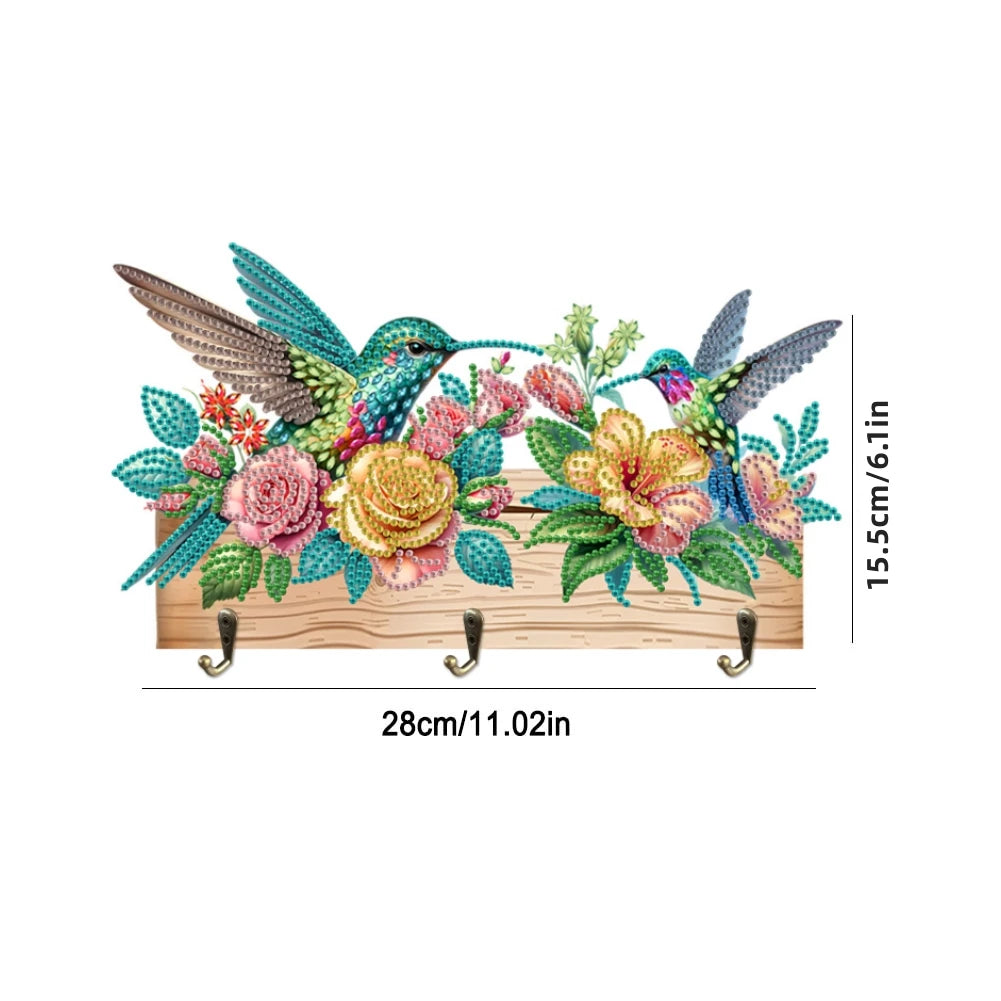 DIY Animal Diamond Painting Kit with Wooden Hanger And 3 Wall Hooks for Display Artwork Home Decor Craft Kit
