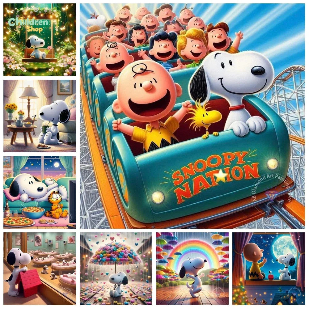 Peanuts Snoopy Diamond Painting Kit 5D DIY Diamond Handmade Art Gift Crafts Home Decor,No Frame