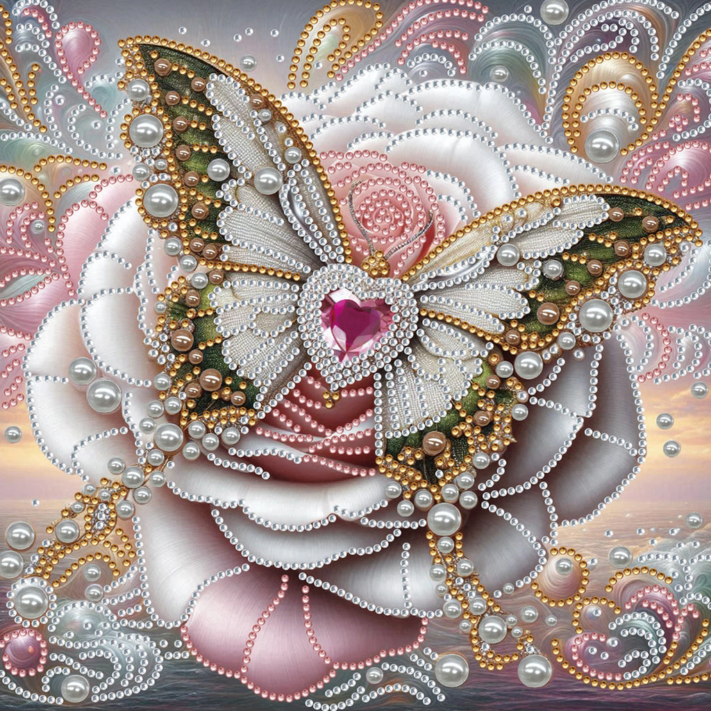 Diamond Dots Pearl Gem Painting with Frame 25x25cm Diamond Art Pearl Painting Kit for Adults & Beginners Home Wall Decor
