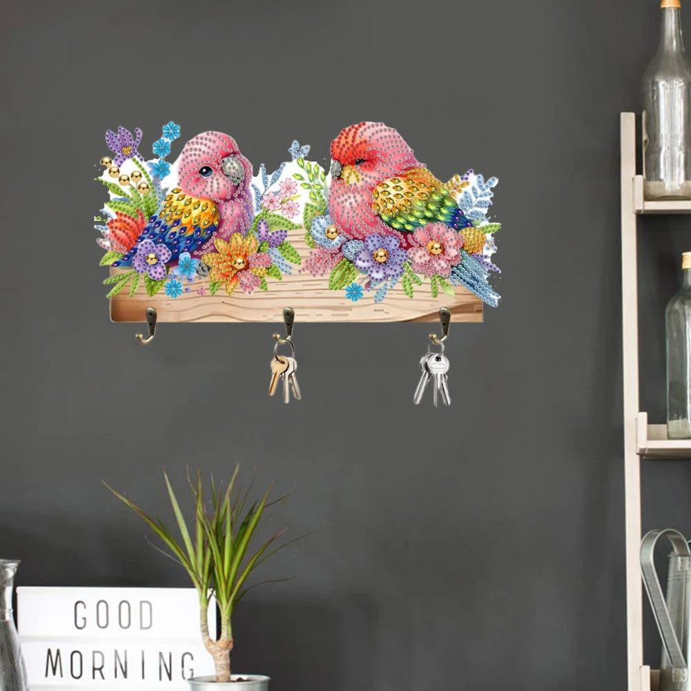 DIY Animal Diamond Painting Kit with Wooden Hanger And 3 Wall Hooks for Display Artwork Home Decor Craft Kit