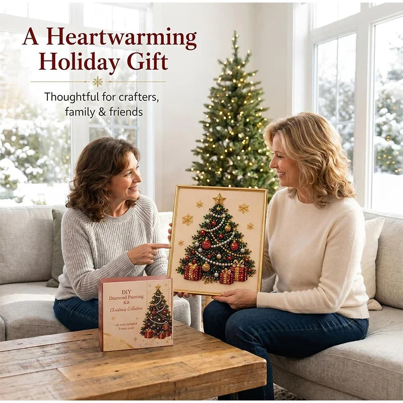 Christmas Pearl Diamond Painting Art Set With Frame DIY Pearl Beads Craft Kit For Adults Beginner Home Decor Wall Art Party Gift