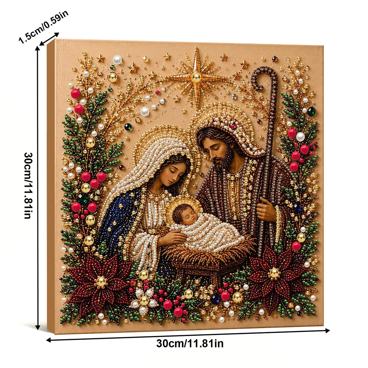 Christmas Pearl Diamond Painting Art Kit With Frame DIY Gemstone Diamond Dots Beads Craft Set Home Wall Art Decor Handmade Gift