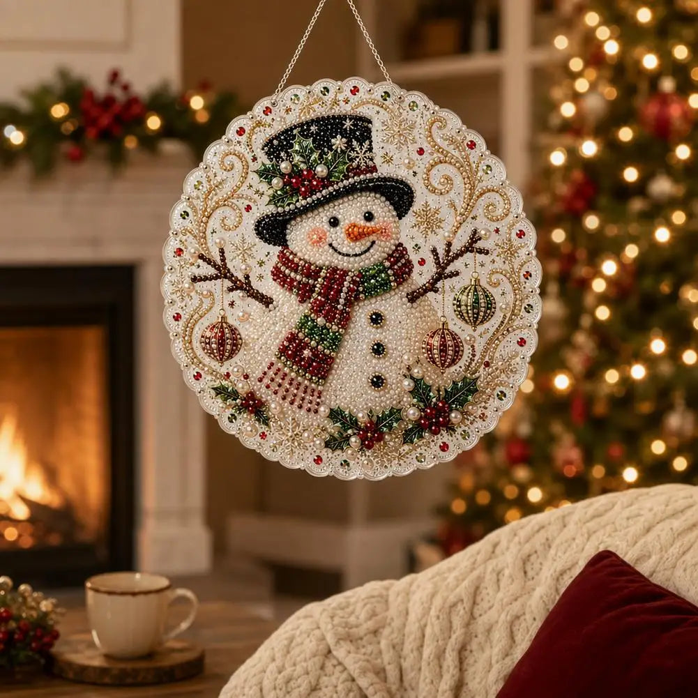 Pearl Diamond Painting Suncatcher Kit Diy Craft Acrylic Round Board With Lace Edge Pearl Beads Craft Christmas Diamond Painting