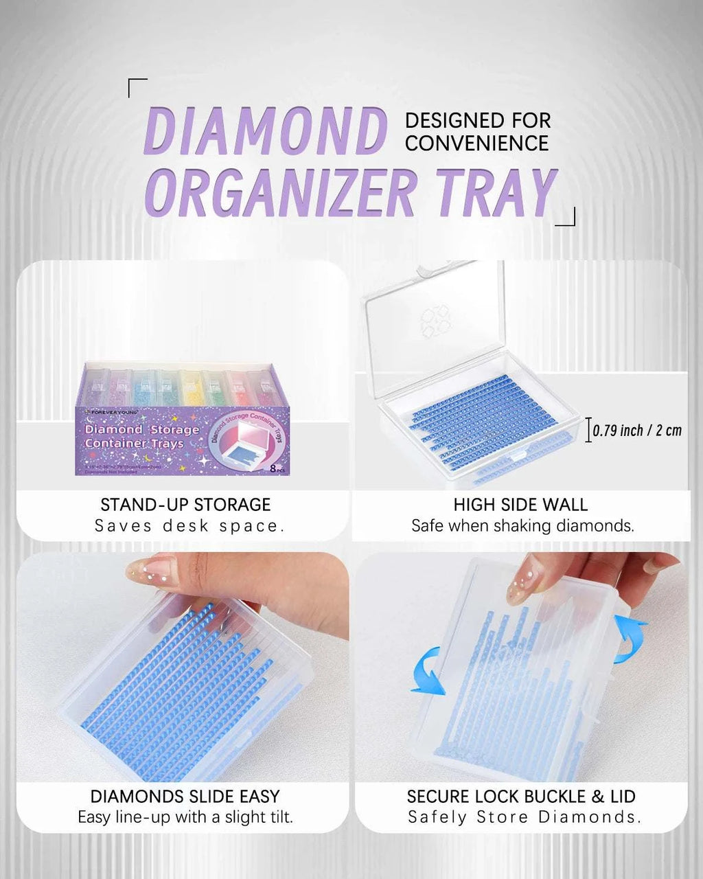 8pcs Diamond Painting Accessories Trays with Lids, Easy to Carry,2-in-1 Diamond Art Storage and Diamond Art Trays, Bead Storage