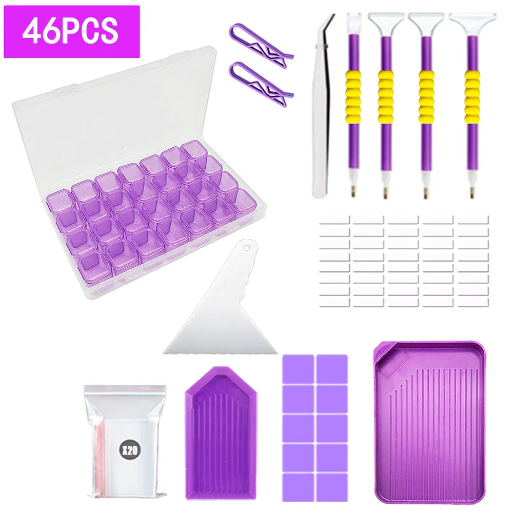 5D DIY Diamond Painting Tools Kits Drill Plate Tool Set Mosaic Glue Pen Kit Storage Containers Diamond Embroidery Accessories