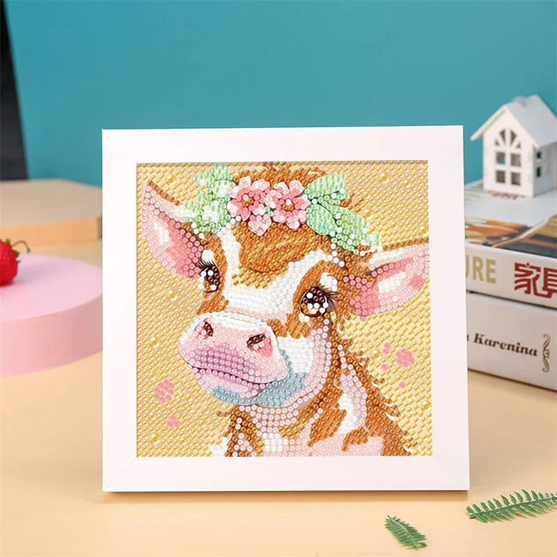 DIY Diamond Painting by Number Kits for Kids Cartoon Animal Crystal Diamond Embroidery for Up 5 Yesrs Old Children Gifts