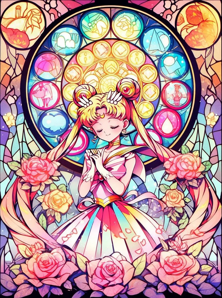 5D DIY Diamond Painting Kit Beauty Girl Warrior Moon Japanese Anime Cross Embroidery Handmade Embroidered Mosaic Art Gift