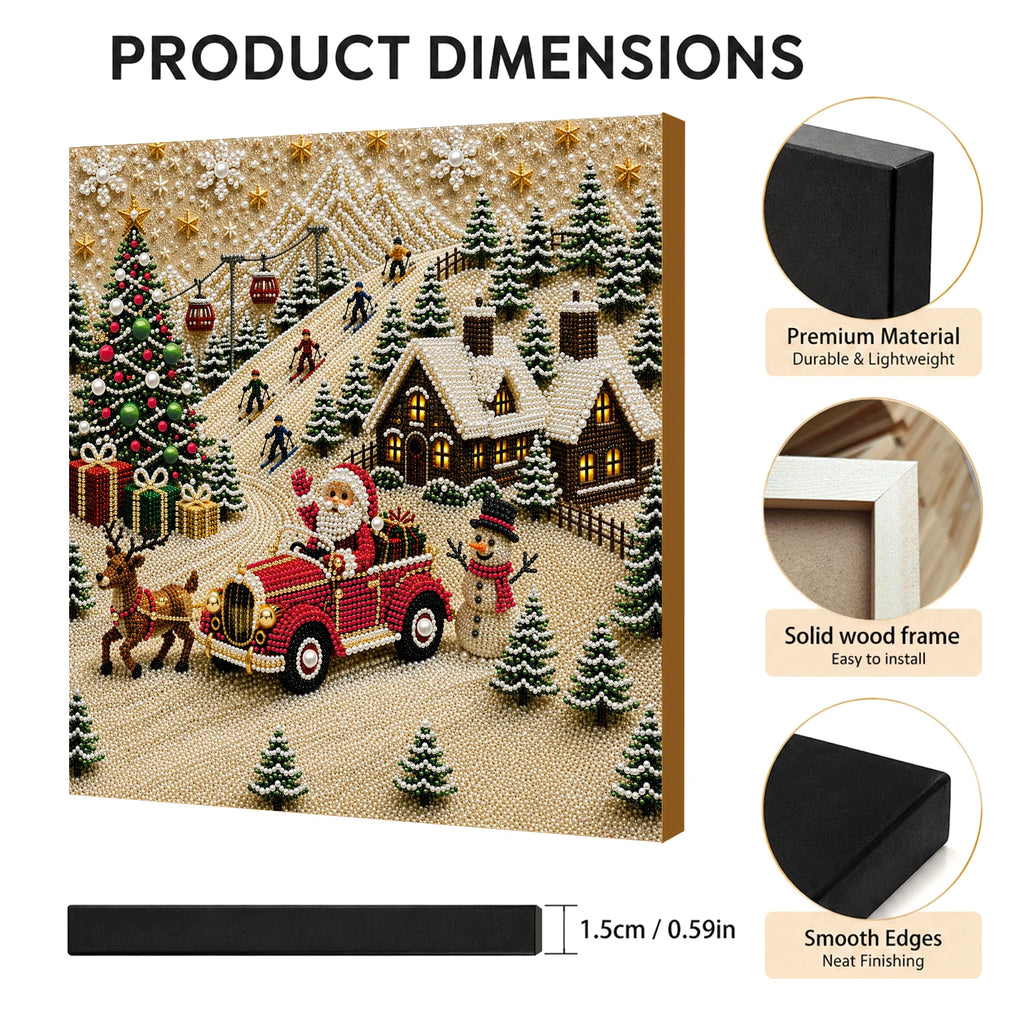 Christmas Pearl Diamond Painting Art Kit With Frame DIY Gemstone Diamond Dots Beads Craft Set Home Wall Art Decor Handmade Gift