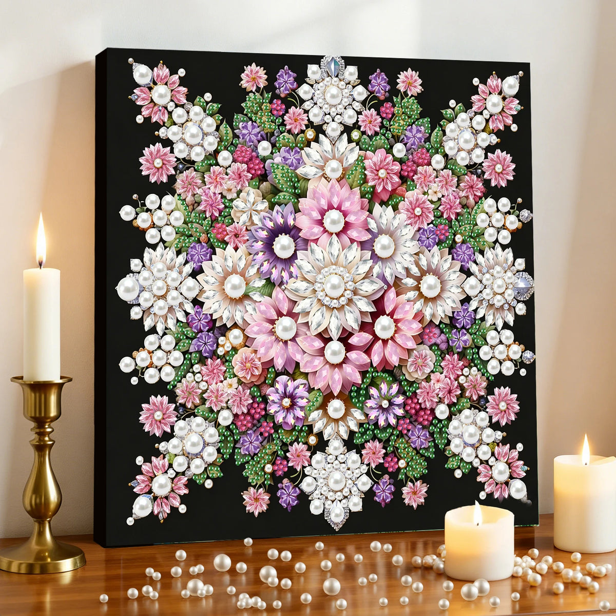 DIY Pearl Art Painting Set with Frame 9.84x9.84in Diamond Art Pearl Painting Kit for Adults Beginners Gift Idea Home Wall Decor