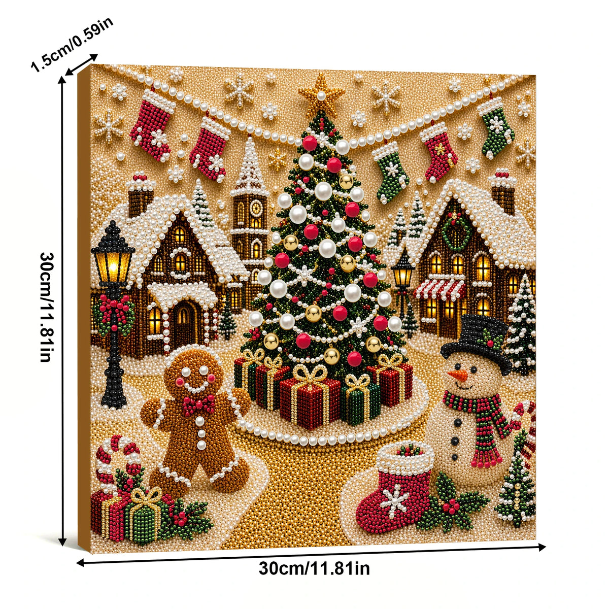 Christmas Pearl Diamond Painting Art Kit With Frame DIY Gemstone Diamond Dots Beads Craft Set Home Wall Art Decor Handmade Gift
