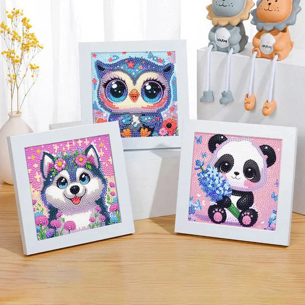 DIY Diamond Painting by Number Kits for Kids Cartoon Animal Crystal Diamond Embroidery for Up 5 Yesrs Old Children Gifts