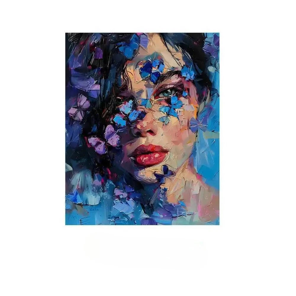 Diamond Painting Kit  Flower Art Girl 5D DIY Full Drill Diamond Art Floral Female Portrait Canvas for Bedroom or Living Decor