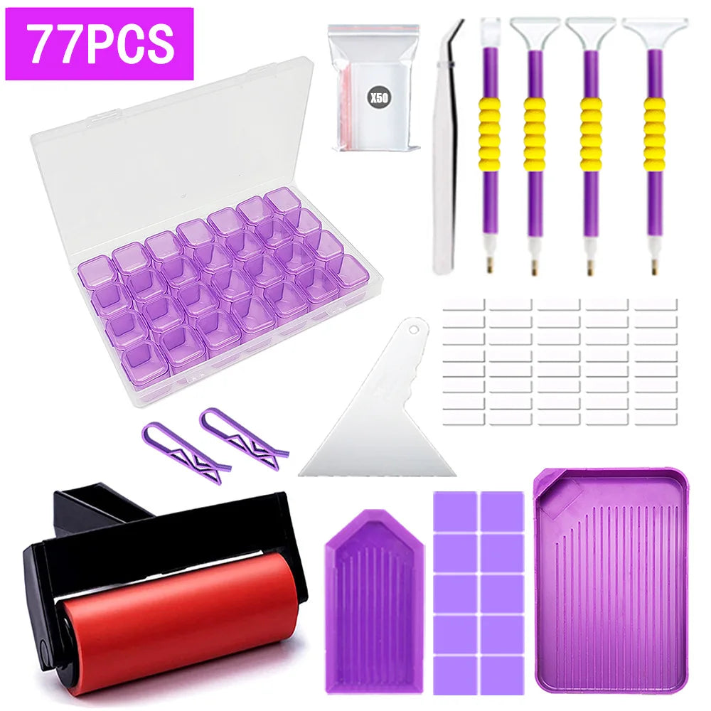 5D DIY Diamond Painting Tools Kits Drill Plate Tool Set Mosaic Glue Pen Kit Storage Containers Diamond Embroidery Accessories