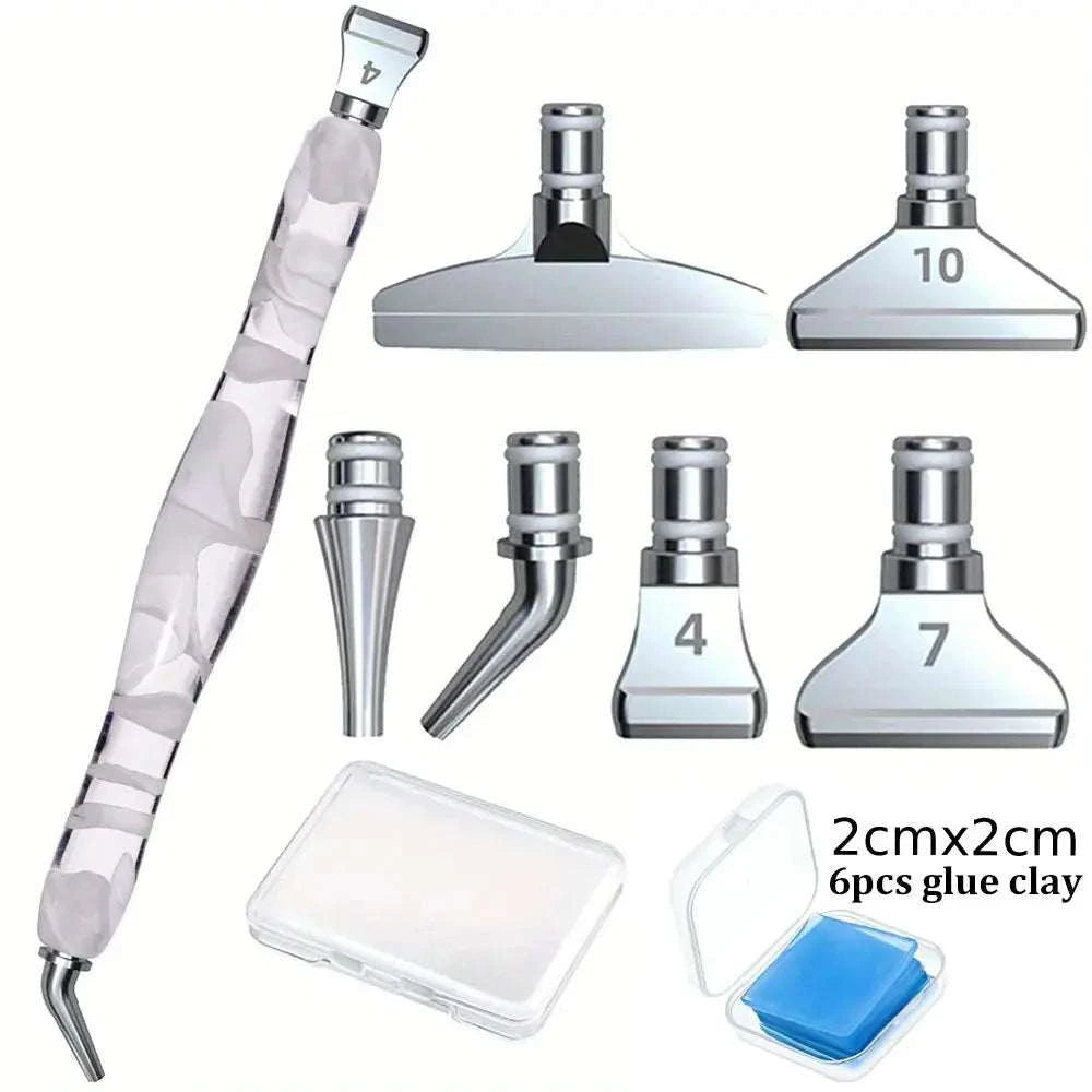 Diamond Painting Pen Accessories Tools Set Exquisite Stainless Steel Metal Pen Tips Ergonomic Art Drill 6 Painting Glue Clay DIY