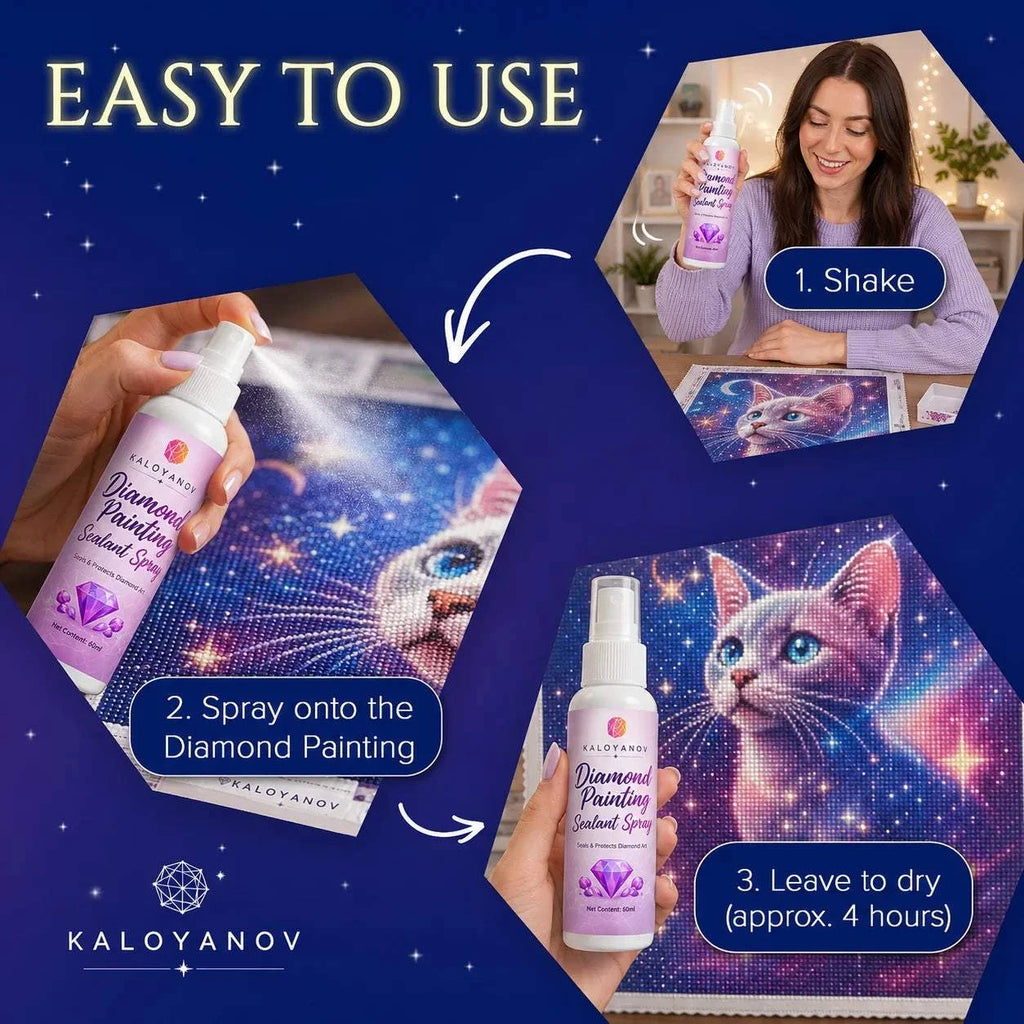 KALOYANOV Diamond Painting Sealant Spray (60ml) for Diamond Art Accessories, Clear Waterproof Finish, Easy to Use, No Yellowing