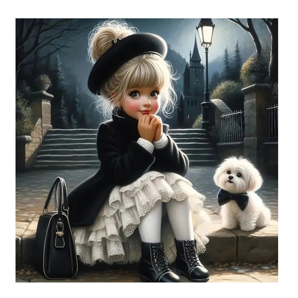 DIY Diamond Painting New 2025 Cute Little Girl and Pet Dog Full Diamond Mosaic Embroidery Art Stitch Home Decoration Craft Kit