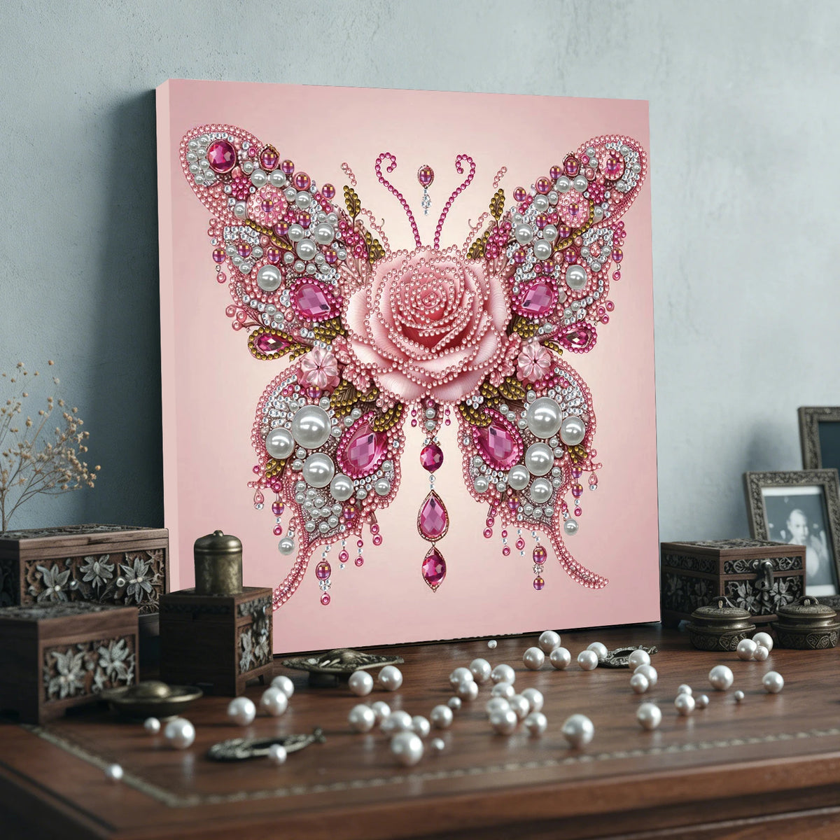 Diamond Dots Pearl Gem Painting with Frame 25x25cm Diamond Art Pearl Painting Kit for Adults & Beginners Home Wall Decor