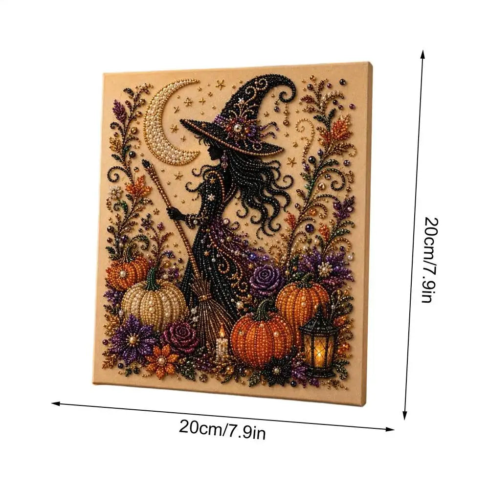 DIY Halloween Framed Diamond Art Pearl Painting Kit 7.87x7.87inch Pearl Diamond Dots Gem Art Craft Pearl Diamond Dots Painting