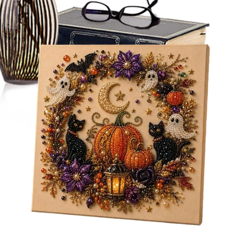 DIY Halloween Framed Diamond Art Pearl Painting Kit 7.87x7.87inch Pearl Diamond Dots Gem Art Craft Pearl Diamond Dots Painting