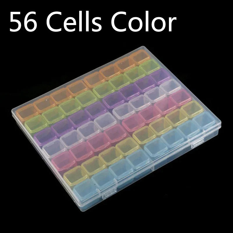 Diamond Painting Tools Sets with 64/56/42/28 Cells Plastic Storage Box Funnel Stickers etc Kit for Diamond Painting Embroidery