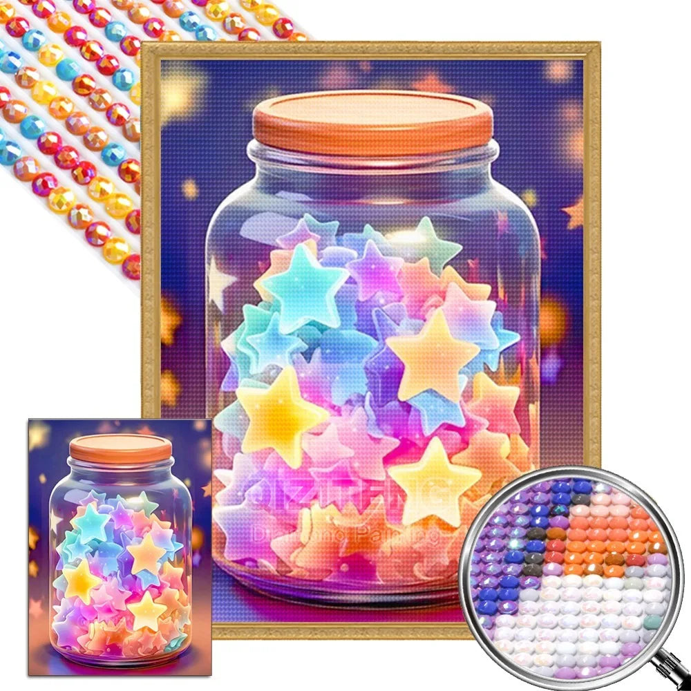 AB Diamond Painting Kit Wishing Bottle DIY Rhinestone Diamond Embroidery Landscape Heart Diamond Mosaic Art Home Decor