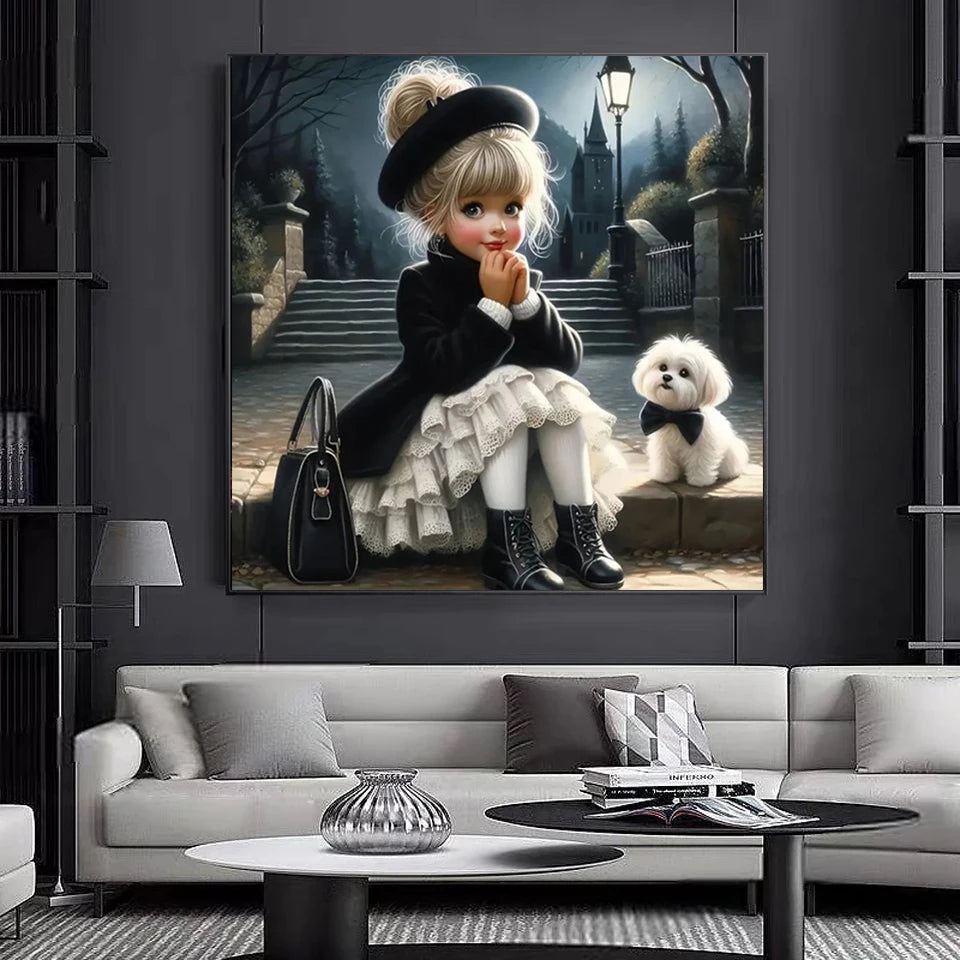 DIY Diamond Painting New 2025 Cute Little Girl and Pet Dog Full Diamond Mosaic Embroidery Art Stitch Home Decoration Craft Kit