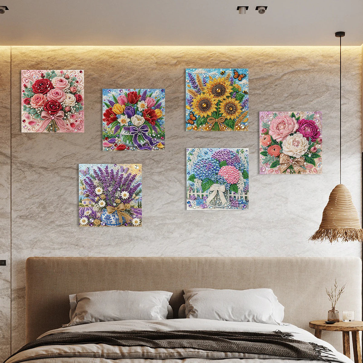 DIY Pearl Diamond Painting Kit Flowers Pearl Art Kits for Adults 7.87x7.87" Rhinestones Beads Diamond Art Kit with Framed Canvas