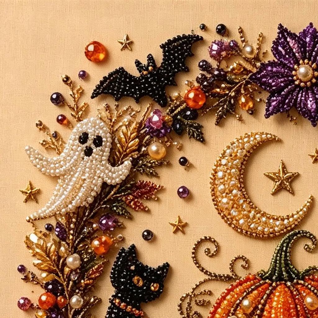DIY Halloween Framed Diamond Art Pearl Painting Kit 7.87x7.87inch Pearl Diamond Dots Gem Art Craft Pearl Diamond Dots Painting